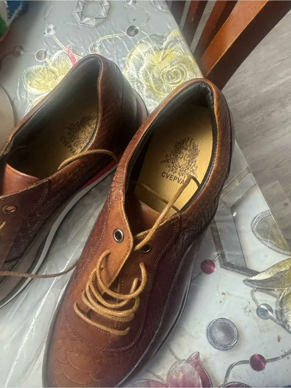 Men's Brown Textured Leather Casual Lace-Up Shoes